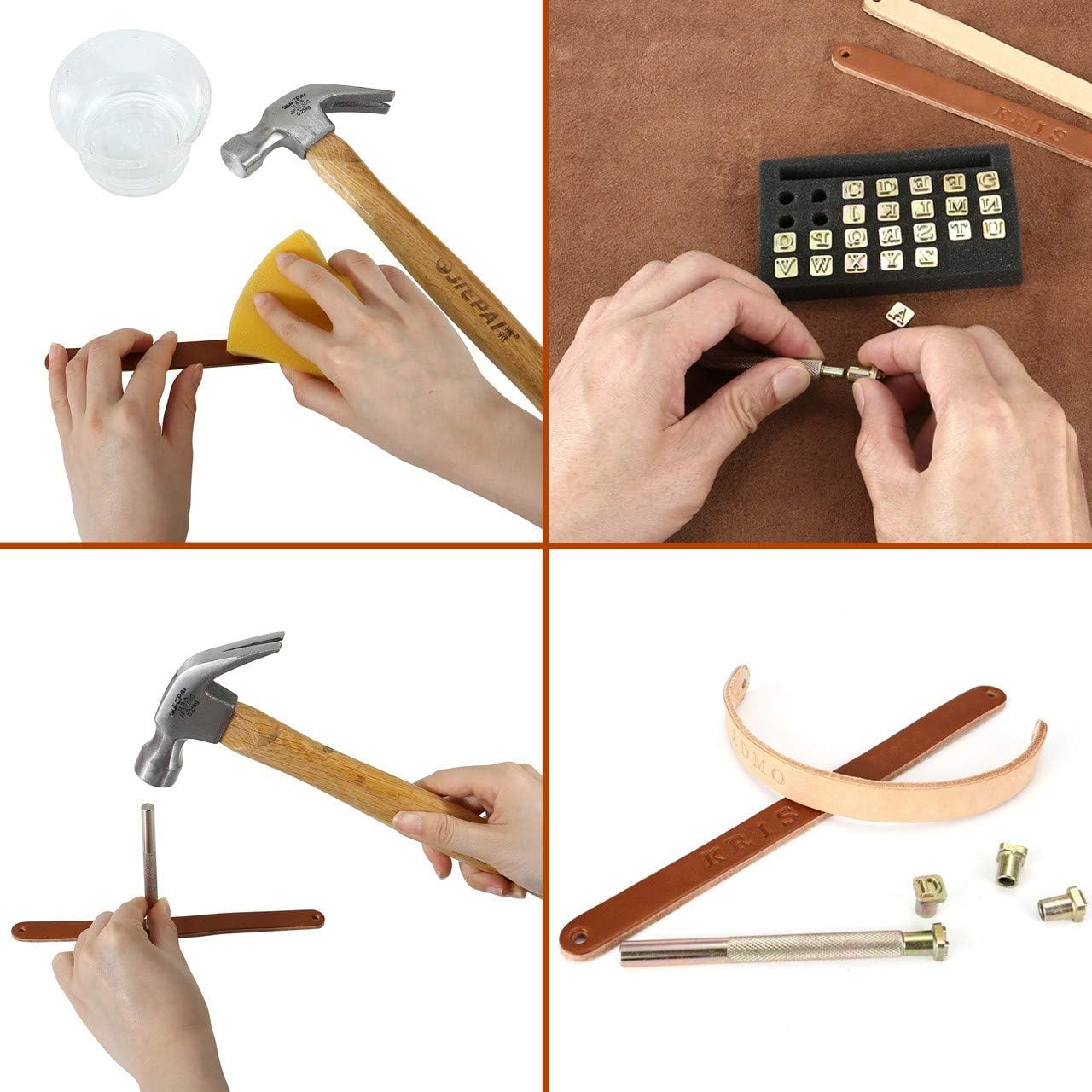 Yoption 27 Pieces Leathercarft Stamping Tool Set, 26 Letters Alphabet Stamps Steel Punch Tool 6mm+1 Stamping Handle for Leather Craft