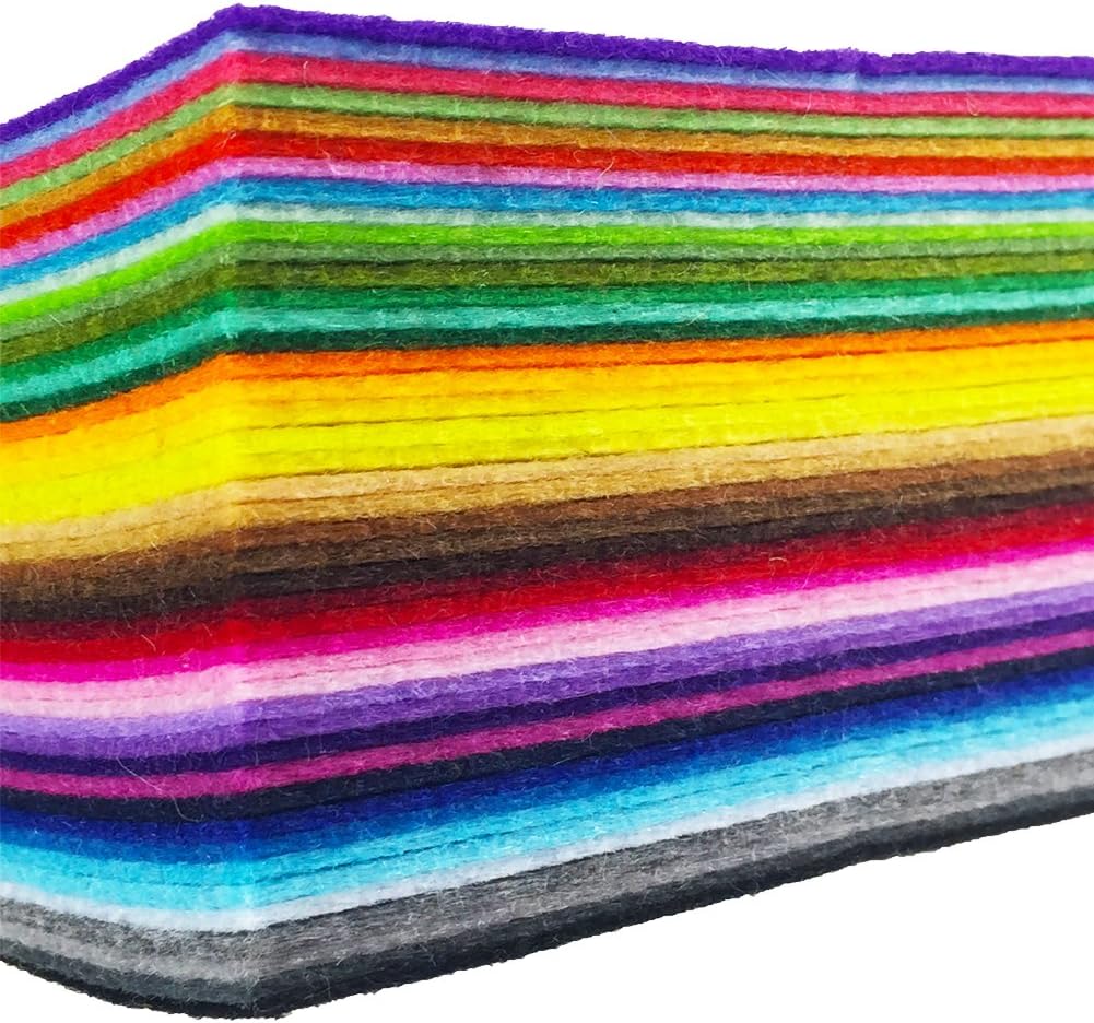 flic-flac 44PCS/88PCS Assorted Color Felt Fabric Sheets Patchwork Sewing DIY Craft 1mm Thick … (25cm * 25cm, 44pcs)