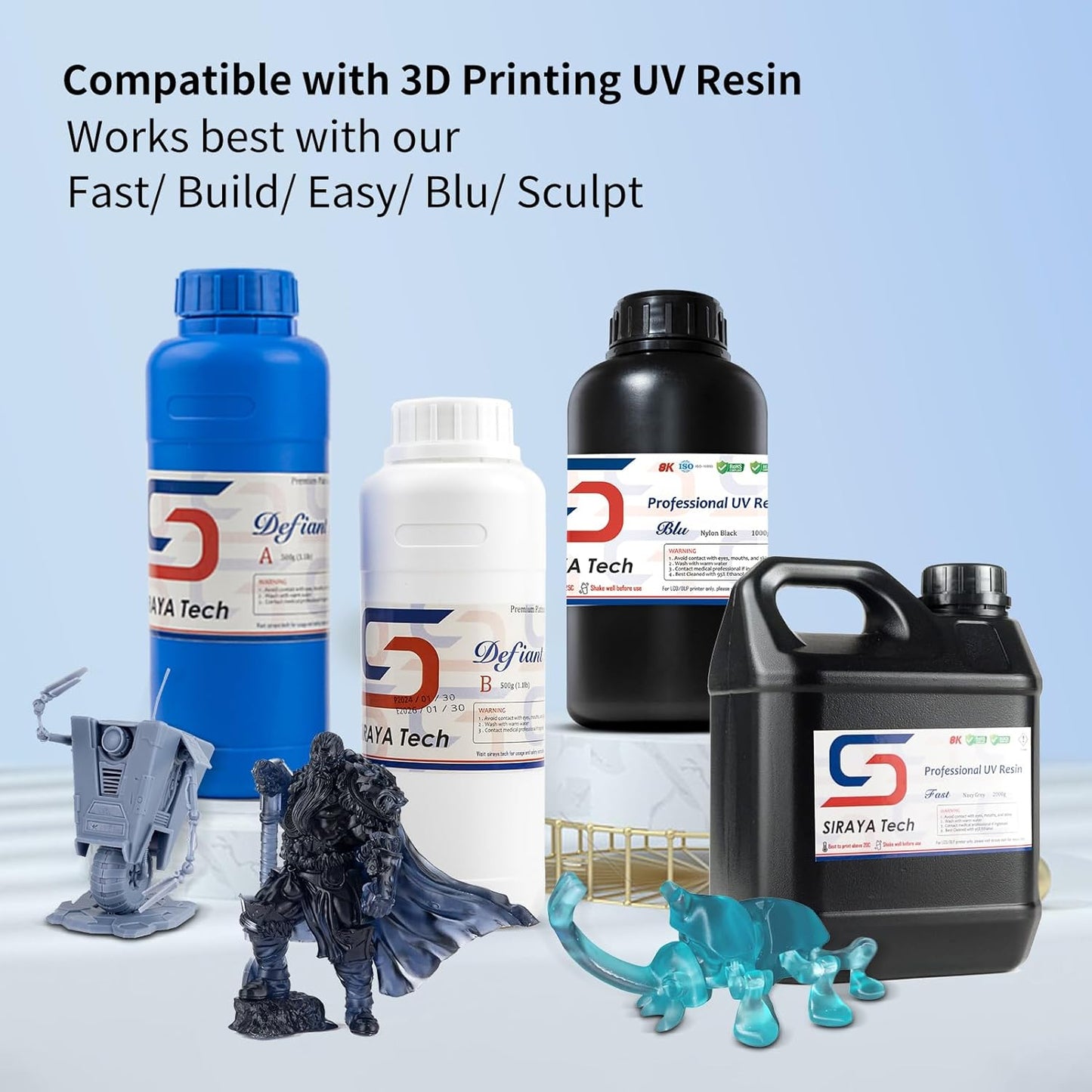 Siraya Tech Defiant 25 Platinum Silicone Mold Making Kit 2kg – Food Safe, 25A Hardness, Large-Capacity, for UV Resin, Easy to Stop Curing Inhibition, No Coating, for Casting Epoxy Resin (70.5 Oz)