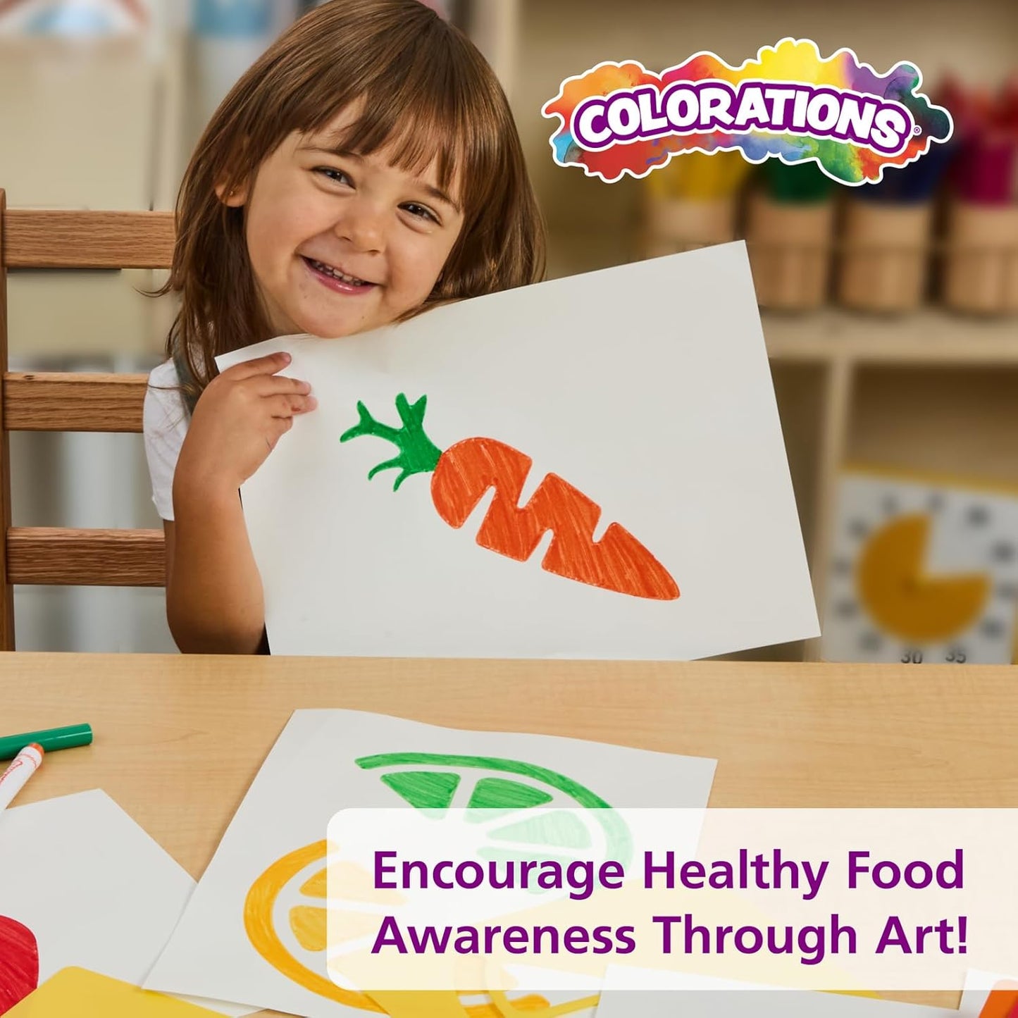 Colorations Fruit & Vegetable Shapes Stencils for Kids, 8 inches, Jumbo, Sturdy, Quality, Washable, Paint, Draw, Spray, Classroom, Arts & Crafts, Teacher, Educational