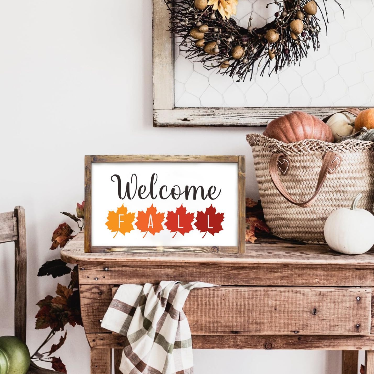 Fall Stencils Hello Fall Doormat Stencils for Painting on Wood Door Mats Fabrics Porch Hanger