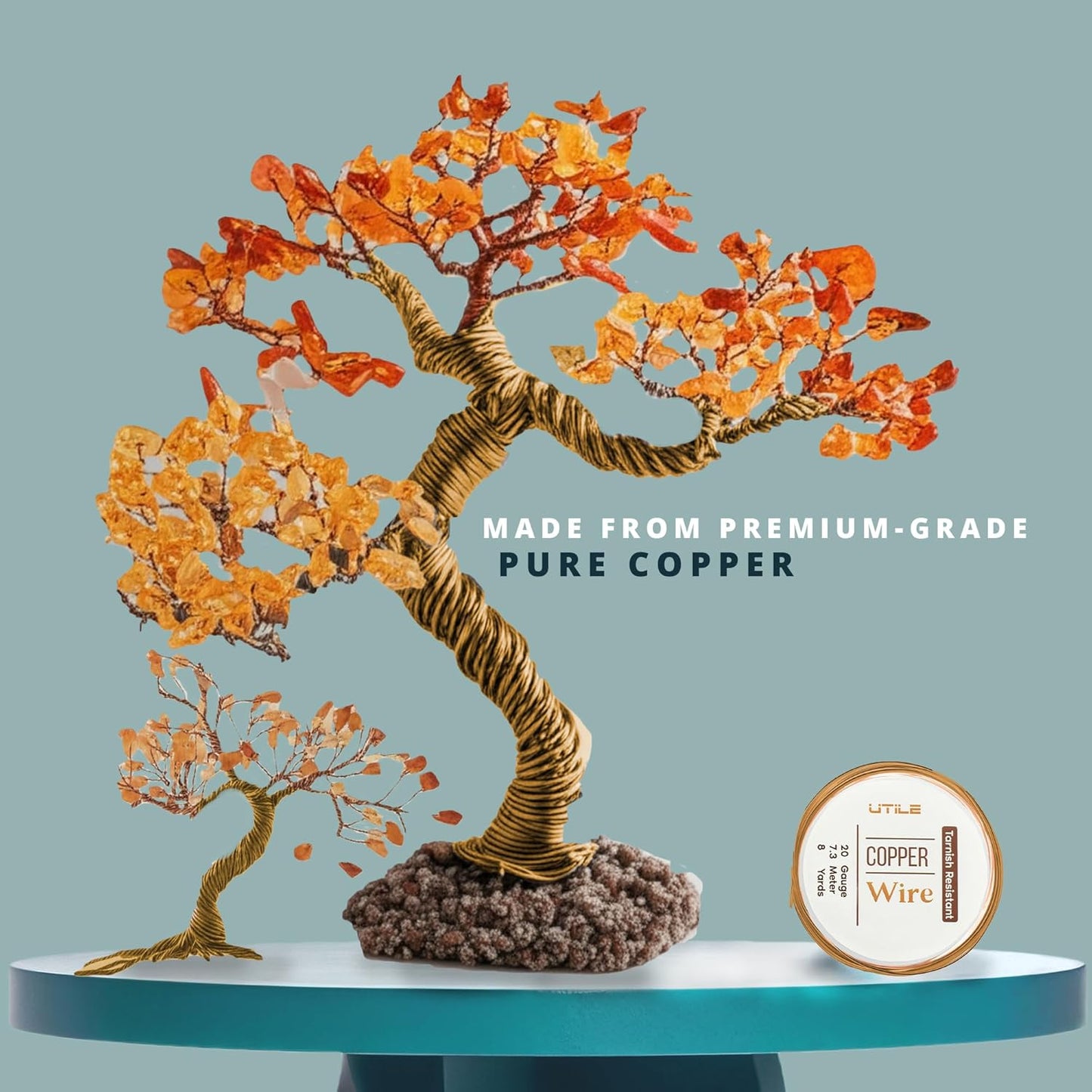 UTILE 18 20 22 24 Gauge 90 ft 99.9% Pure Soft Copper Wire for Electroculture Gardening, Jewelry Making, Crafting Wire Bendable, Plant Wire (Copper 20)