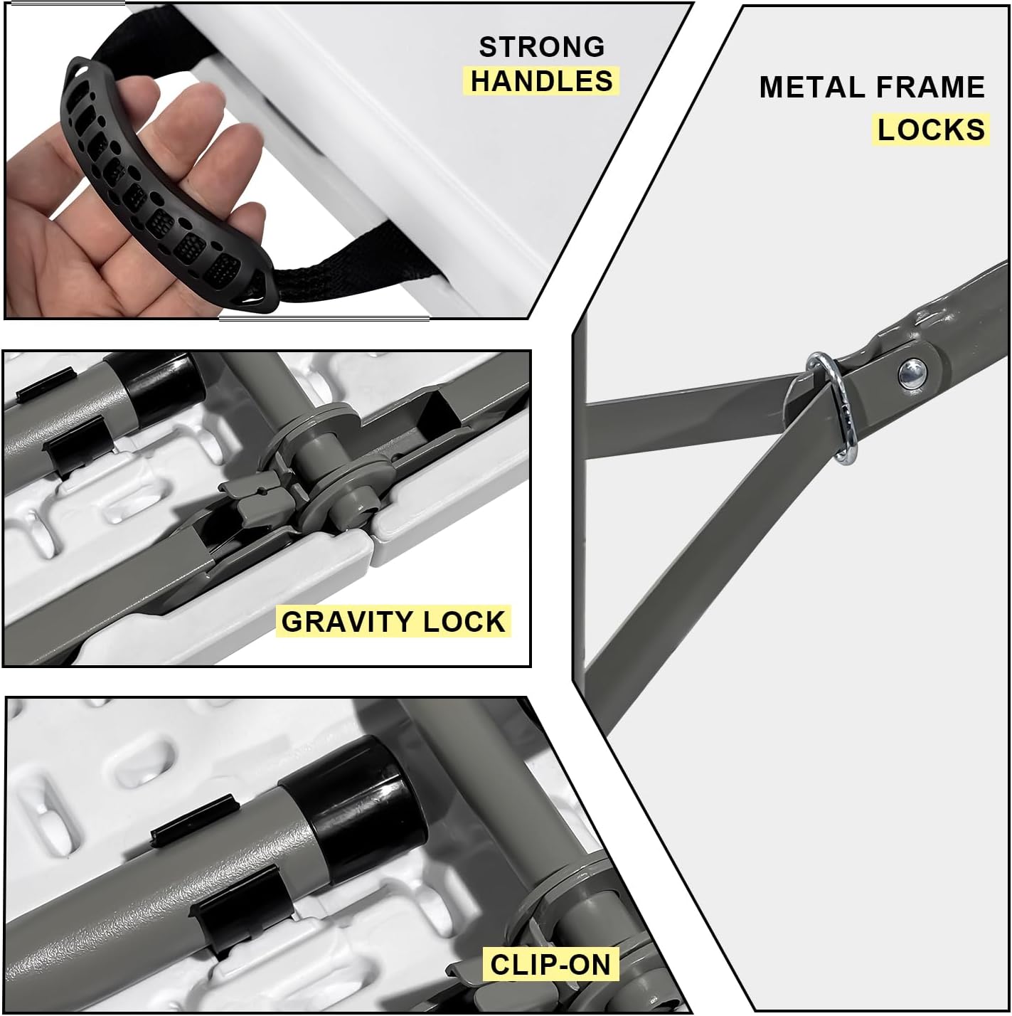 70.8" W X 29" D X 29" H - 6 ft Folding Table White Portable Heavy Duty Plastic Fold-in-Half Utility Foldable Table for Camp,Picnic & Party