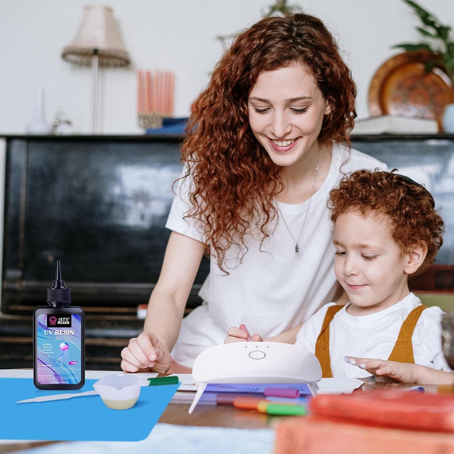 LET'S RESIN UV Resin with Light,Upgraded 200g Crystal Clear&Low Odor,UV Light,Silicone Mat,Ultraviolet Epoxy Resin Hard, Starter Kit for Jewelry,Craft Decor, Keychain Making