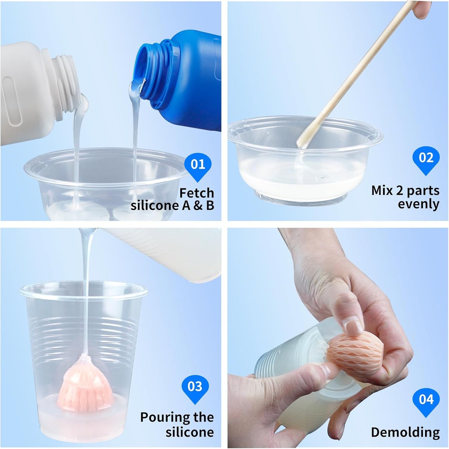 Siraya Tech Defiant 10 Platinum Silicone Mold Making Kit – Ultra-Flexible, Food Safe, 10A Shore Hardness, Easy to Stop Curing Inhibition, No Coating, for UV Resin 3D Prints, DIY & Casting (35.3 Oz)