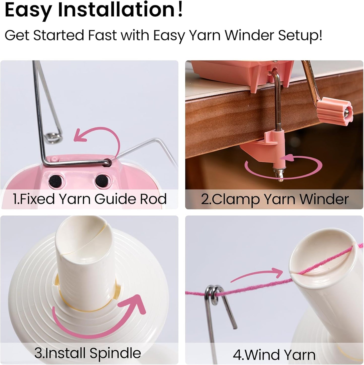 Yarn Winder, Ball Winder for Crocheting and Knitting, Ideal Gifts for Women's Day, Hand Operated Winder for Yarn Storage, Included Scissors and Storage Pouches