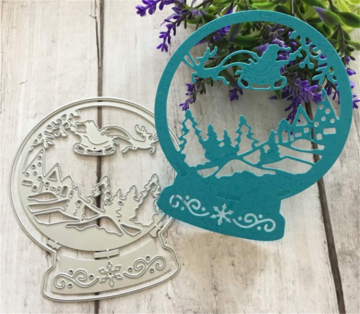 Metal Cutting Dies DIY Merry Christams Embossing Stencil Template Scrapbooking Card Making Mold Photo Album Arts Crafts Tools (Christmas Sleigh ball-11x13.1cm)