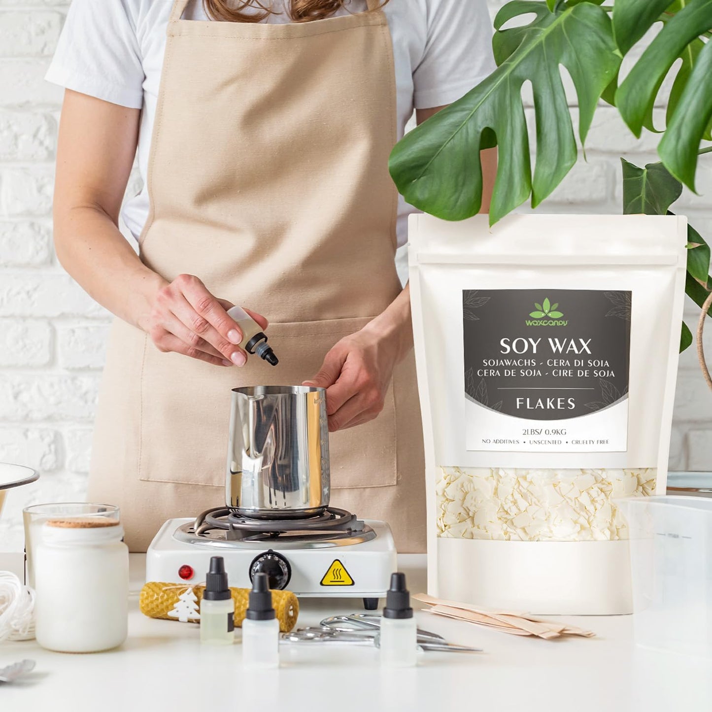 Soy Wax Flakes, Waxcanpy Natural Candle Wax, Organic Soy Wax for Candle Making from Farm, No Additives, Harmless and Pure (5lb)