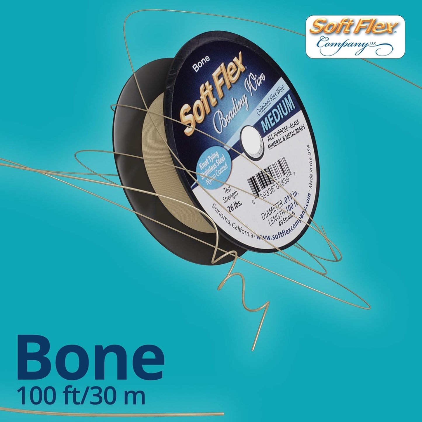Soft Flex 49 Strand Beading Wire - Medium 0.19 Diameter - 100 Feet Nylon Design Wire