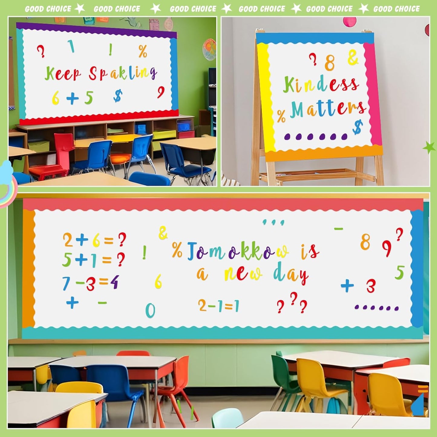 221 Pcs Classroom Bulletin Board Letters Colorful Alphabet Cutouts Number and Punctuation Symbol Combo Letter Cutouts for Spring Summer Wall Chalkboard Poster Board Decor(Bright)