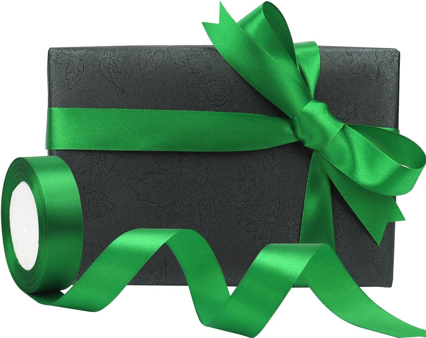 Green Solid Satin Ribbon 1 Inch 25 Yards Solid Polyester Fabric Ribbon for Gift Wrapping Wedding Christmas Baby Shower Birthday Party Decoration Handmade Immortal Flower Craft