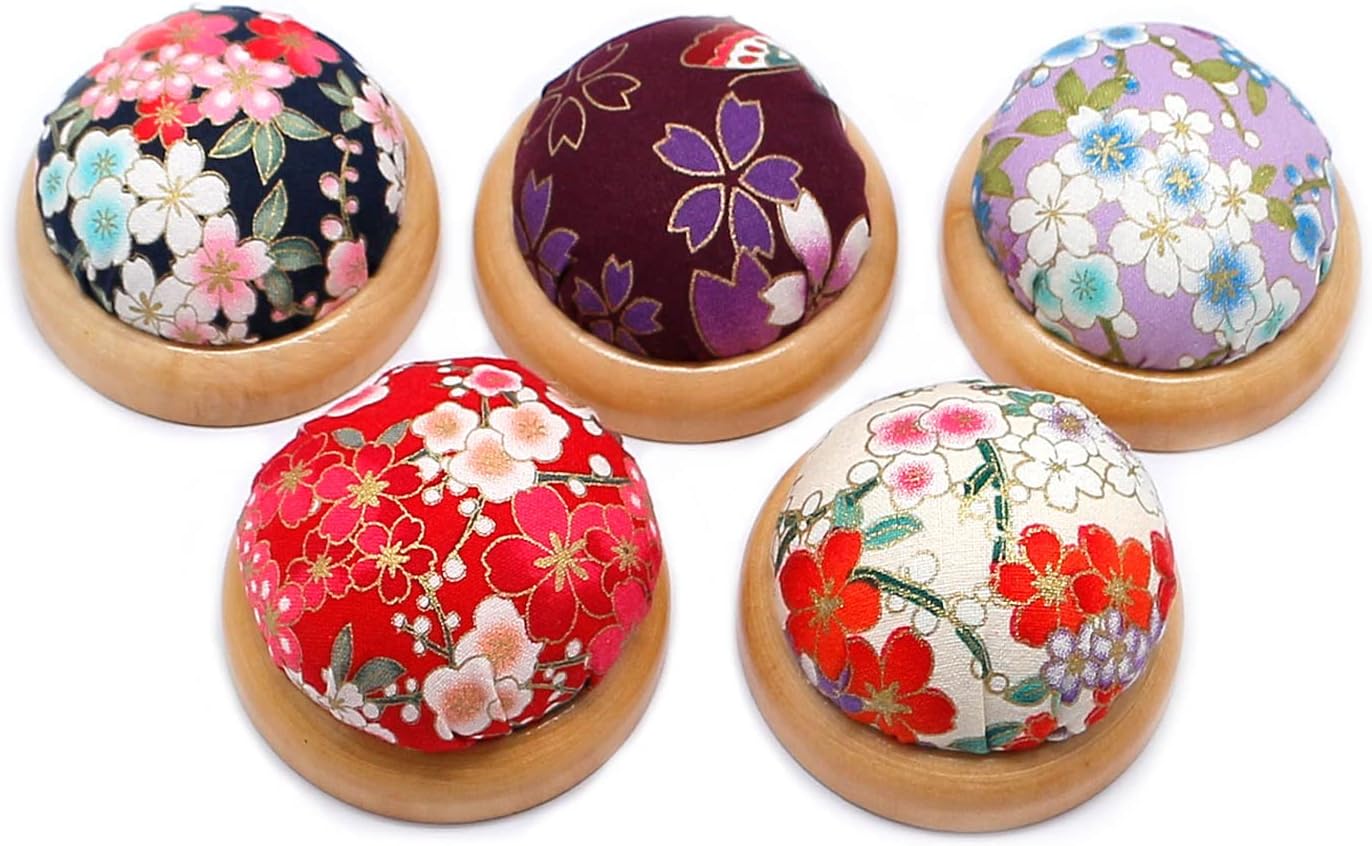 Fbshicung Pin Cushions Sewing Needle Cushion Holder Band Wearable Pincushions for Sewing (Japanese Flower 1)