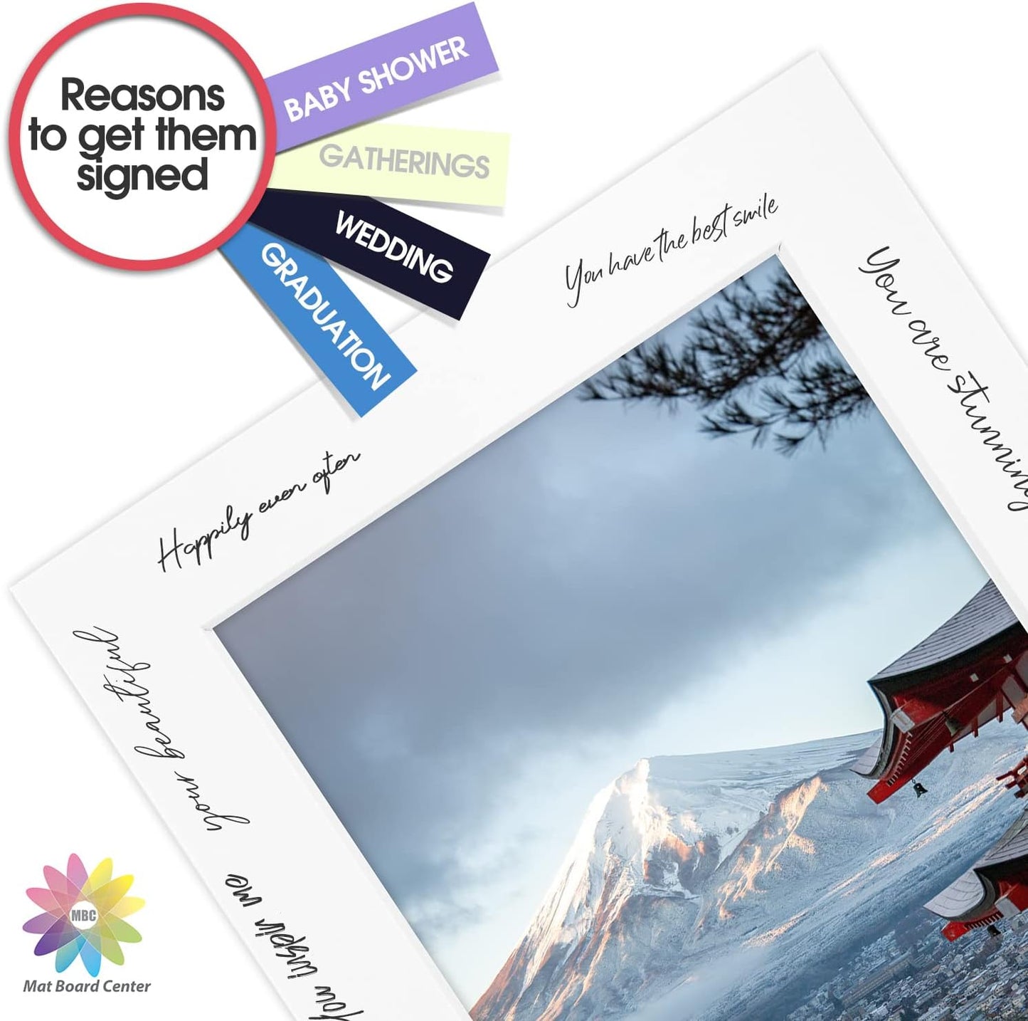 Mat Board Center, Pack of 10, 5x7 for 4x6 Off White Color Mats - Bevel Cut, Acid Free, 4-ply Thickness, White Core - for Pictures, Photos, Framing