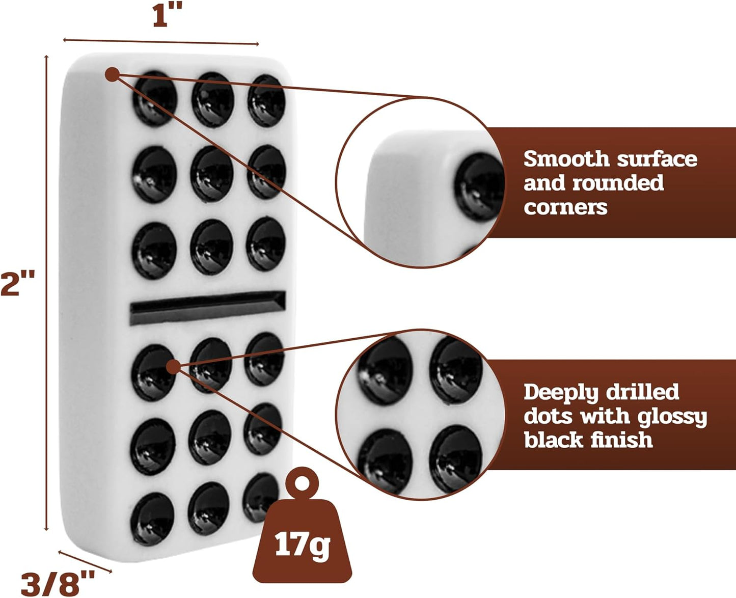 Alex Cramer The Nines Double 9 Domino Set. American-Made Solid Walnut Case Holds Our 55-Piece Set of Dominoes (Double Nine Domino Set for Adults)