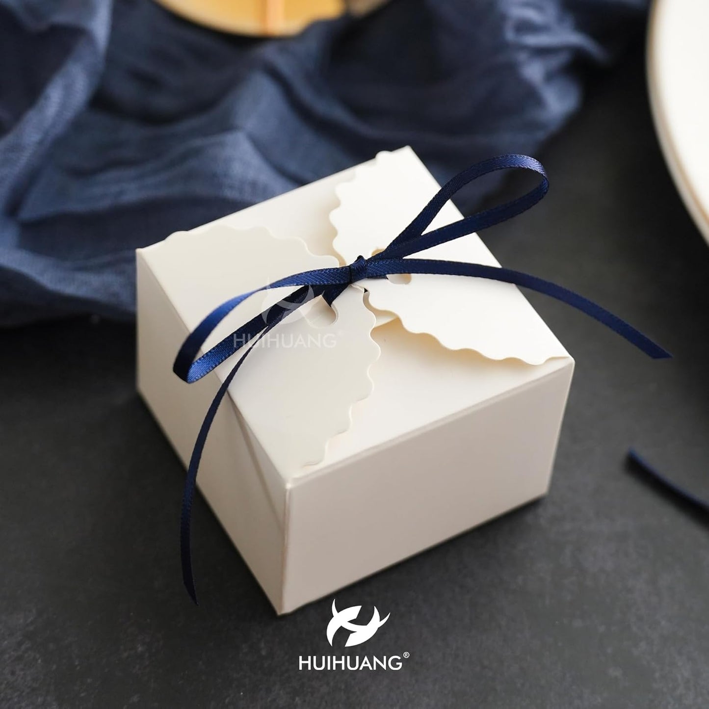 HUIHUANG Solid Color Satin Ribbon 1/8 inch x 100 Yards Roll Ribbon for Crafts (Navy)