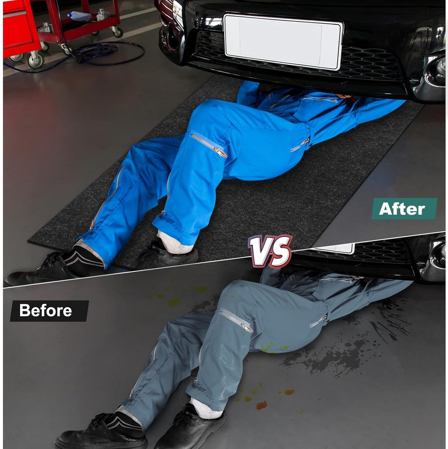 Heavy Duty 36" x 60" Oil Drip Mat for Garage Driveway, Reusable Rubber Floor Oil Spill Leak Absorbent Pads for Motorcycle Car Oil Leak Stain Resistant