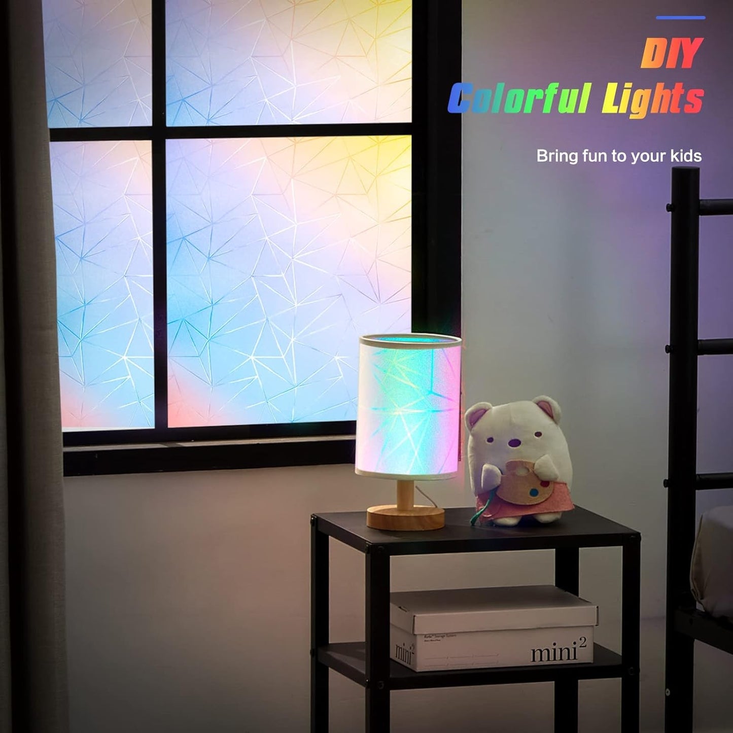 Coavas Rainbow Window Privacy Film - Frosted Glass Static Cling for Bathroom Door, UV Blocking, Non-Adhesive Vinyl Sticker, Day and Night Tint for Home, 17.5x78.7 Inches