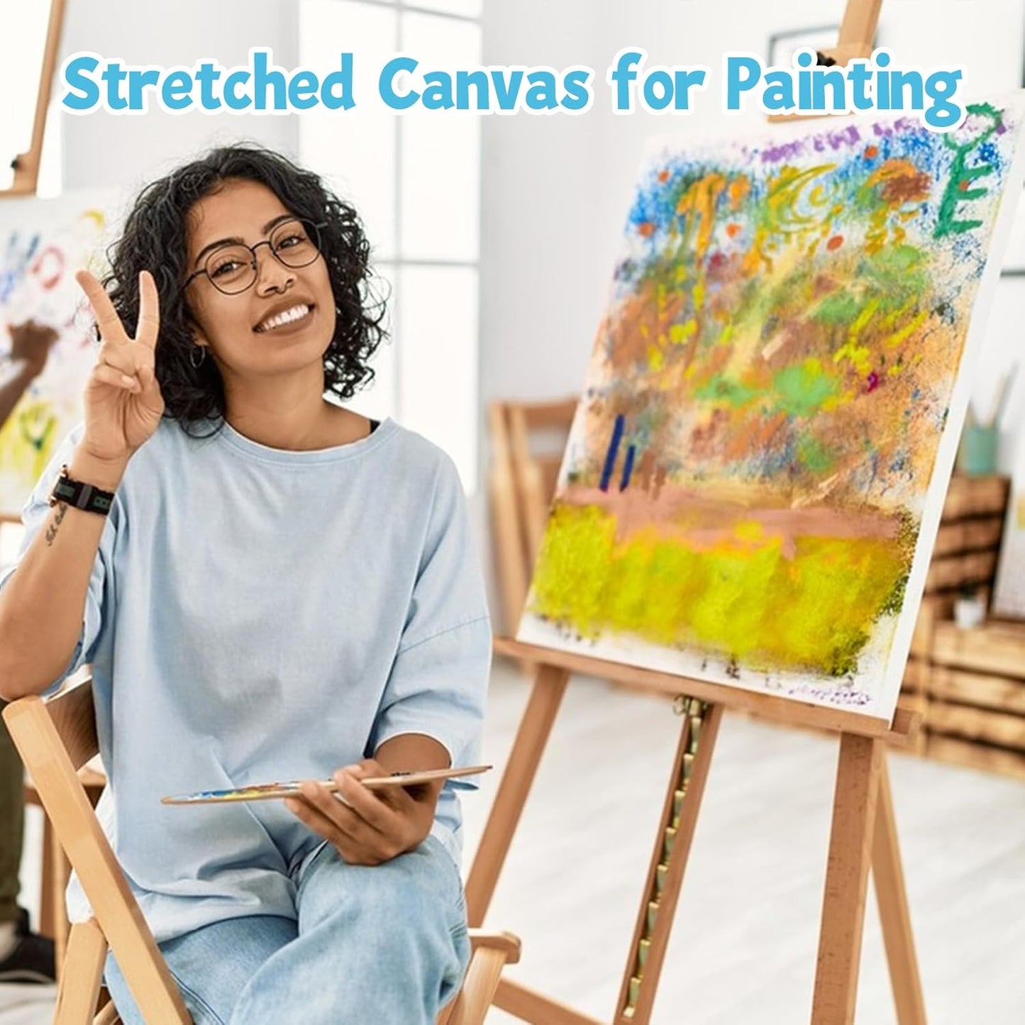 ESRICH Stretched Canvas for Painting 24x36 Inch, 3Pack Large Canvas for Painting, Primed Acid-Free Cotton Blank Canvases, Art Paint Canvases for Oil Paint,Watercolor,Acrylic Paint,Gouache and Tempera.