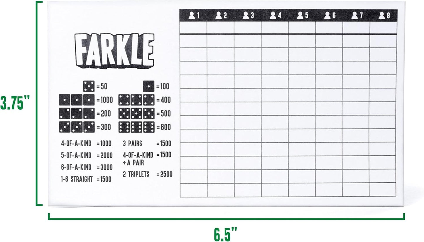 Brybelly Farkle Scorecards – Set of 75 Replacement Score Sheets for Farkle Dice Games for Up to 8 Players