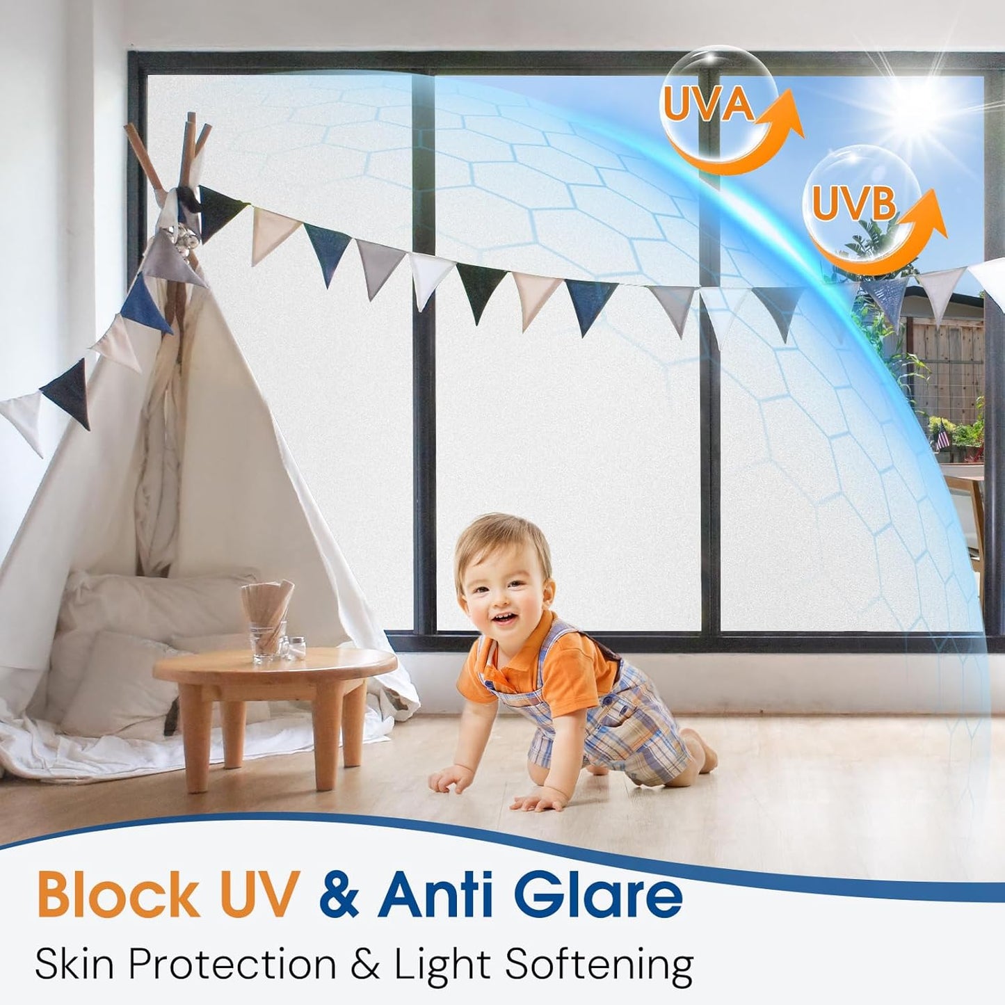 Homein Frosted Glass Window Privacy Film with Tools UV Blocking Privacy Film for Glass Windows, Static Cling No Glue Removable Reusable Anti Glare for Home Day and Night, Pure 35.4x78.7 inch