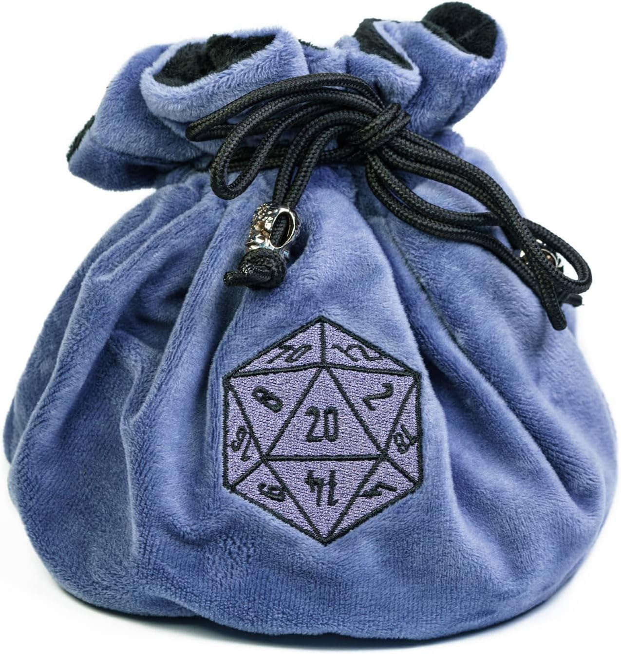Large Dice Bags with Pockets Blue Storage Bag D20 Logo for DND RPG Game Dices (with 1lb Random DND Dice)