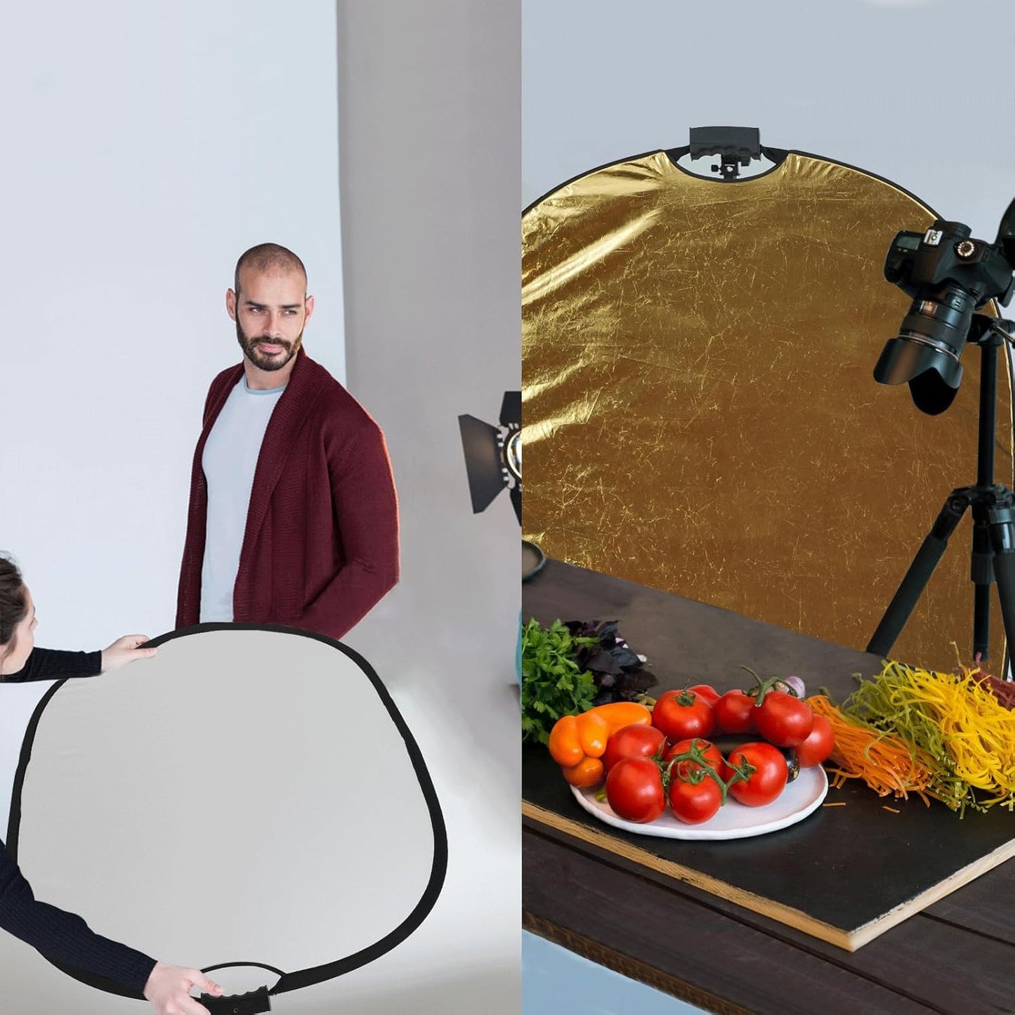 WELLMAKING 24'' x 36'' (60 x 90cm) Photography Reflector 5-in-1 Collapsible Light Reflector with Bag & tilt Adapter, Portable Light Reflector Photography Panel for Studio Video & Outdoor Lighting