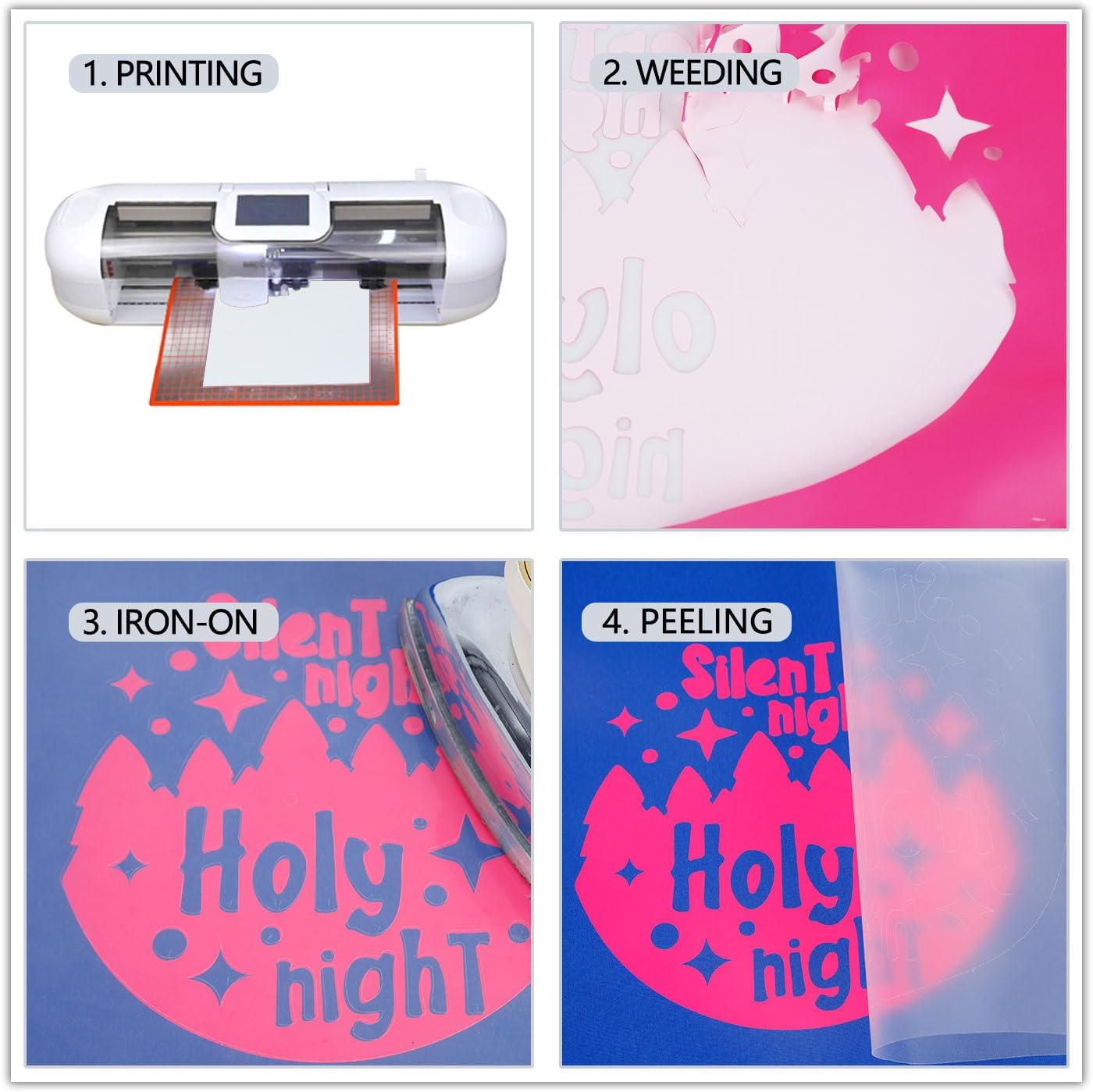 guangyintong Glow in The Dark Heat Transfer Vinyl HTV Rolls, 12" x 8ft Luminous Pink Iron on Vinyl for T-Shirts Costumes, PU Elastic HTV Vinyl for All Cutter Machines Easy to Cut & Weed