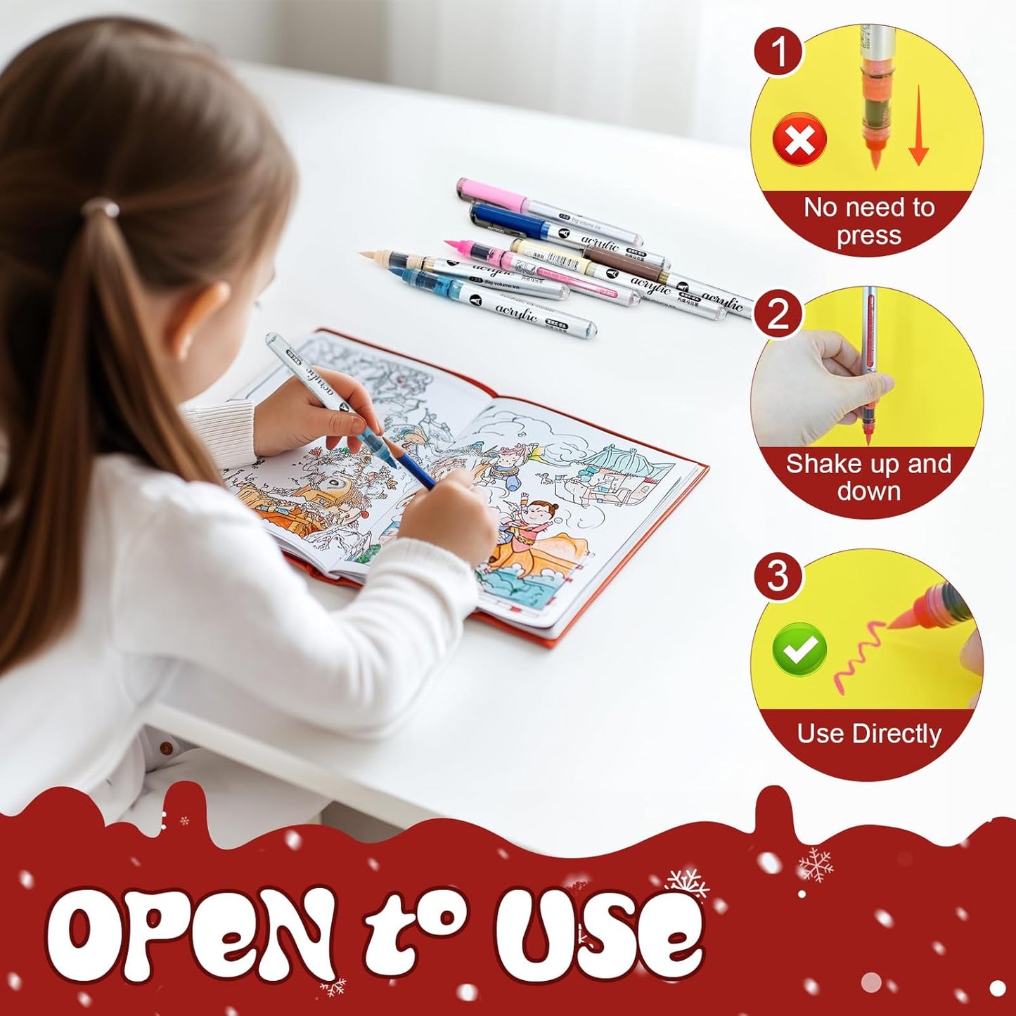 12 Colors Acrylic Paint Markers Set, Water Based Acrylic Paint Pens With Visual Ink Window,Soft Brush Tip Acrylic Markers for canvas, Egg, rock painting,Wood, Stone, Glass, Fabric and DIY Crafts Art