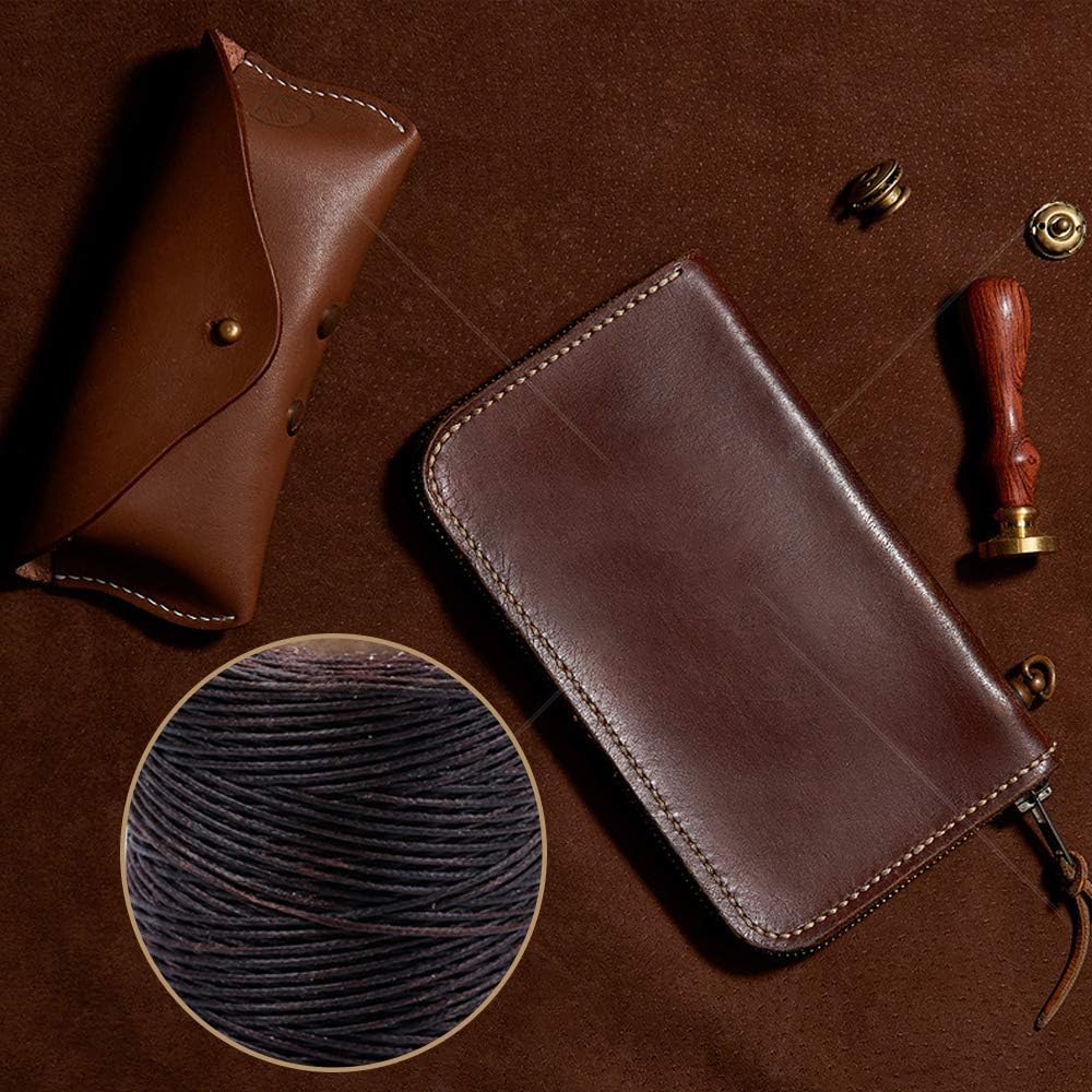 284 Yards Waxed Thread, 210D Heavy Duty Wax Upholstery Thread for Leather Sewing, 0.8mm Flat Waxed String for Bookbinding/Shoe Repairing/Leather Projects