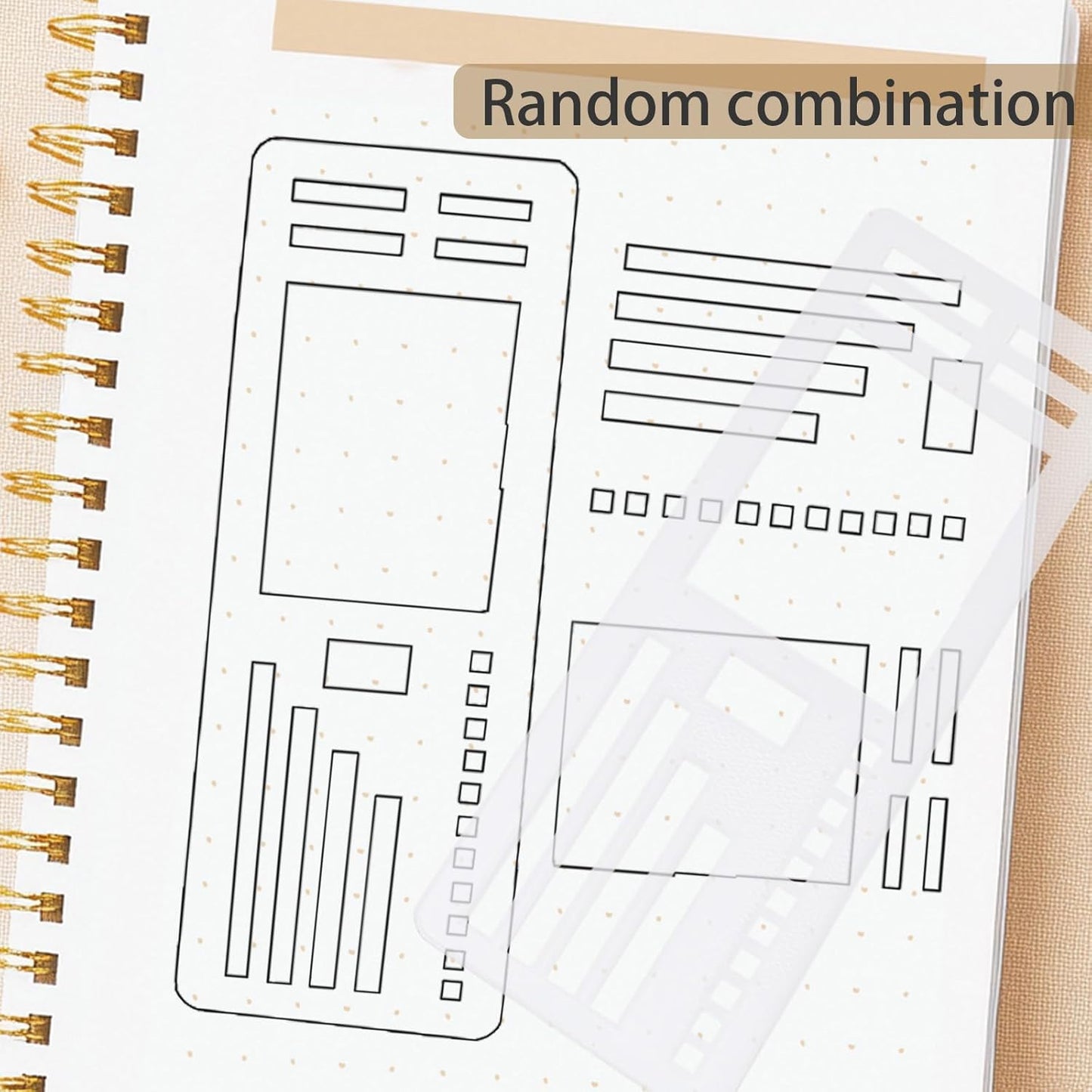 9 Pack Handmade Flexible Planner Stencils, Reusable Templates for Journals, Calendars & Daily Planning, Checklists, Lines & Boxes, Compatible with Rings, Discs, Coils