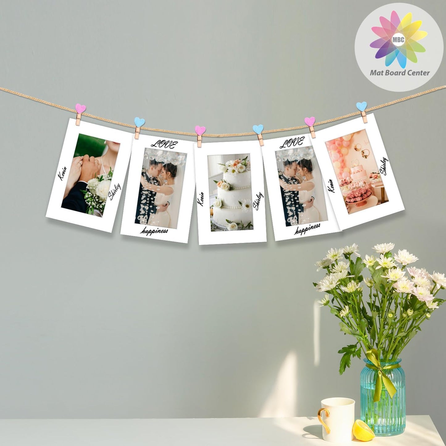 MBC MAT BOARD CENTER, 5 Pack 4x6 for 3x5 White Picture Mats Frame Mattes, Bevel Cut, Acid Free, 4-ply Thickness