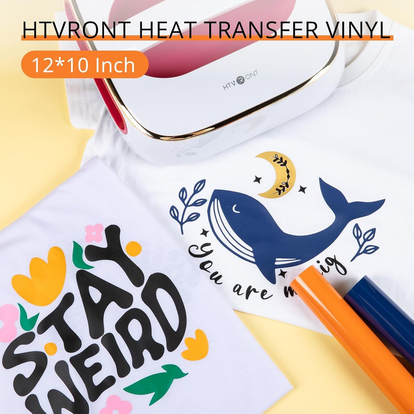 HTVRONT HTV Heat Transfer Vinyl -13 Pack HTV Vinyl Sheets, 12" x 10" Iron on Vinyl for T Shirts, 10 Assorted Premium Colors Heat Transfer Vinyl for All Cutting Machines