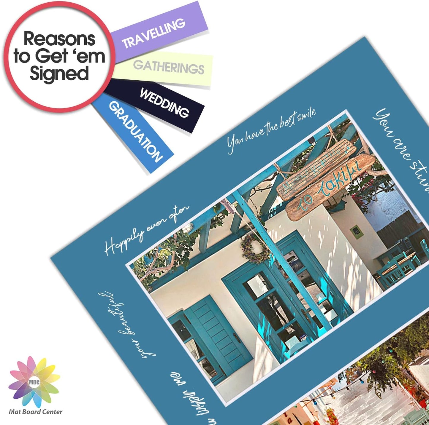 Mat Board Center, Pack of 5, Photo Picture Mats - Acid Free, 4-Ply Thickness, White Core - for Pictures, Photos, Framing (8x10 for 2-4x6 Mixed Color)