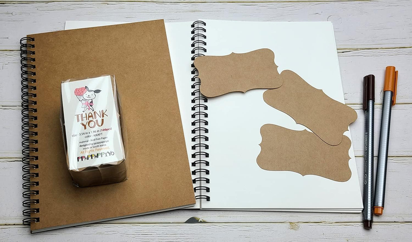 PPAPPAPPIYO Kraft Paper Blank index cards Business Cards (100) Paper 3.54inx1.96in K04- Blank