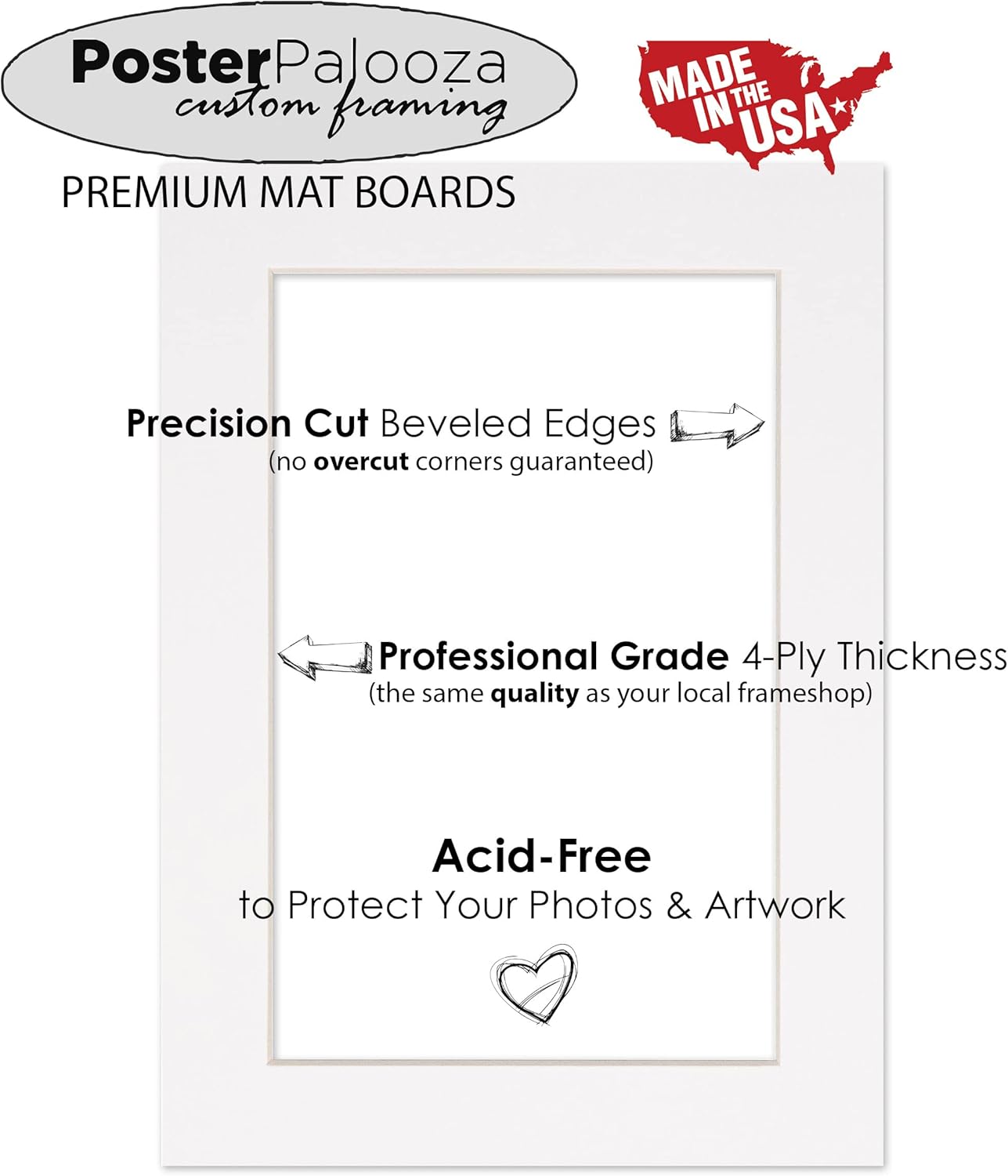 11x14 Mat Bevel Cut for 8.5x11 Photos - Acid Free Beige Precut Matboard - For Pictures, Photos, Framing - 4-ply Thickness