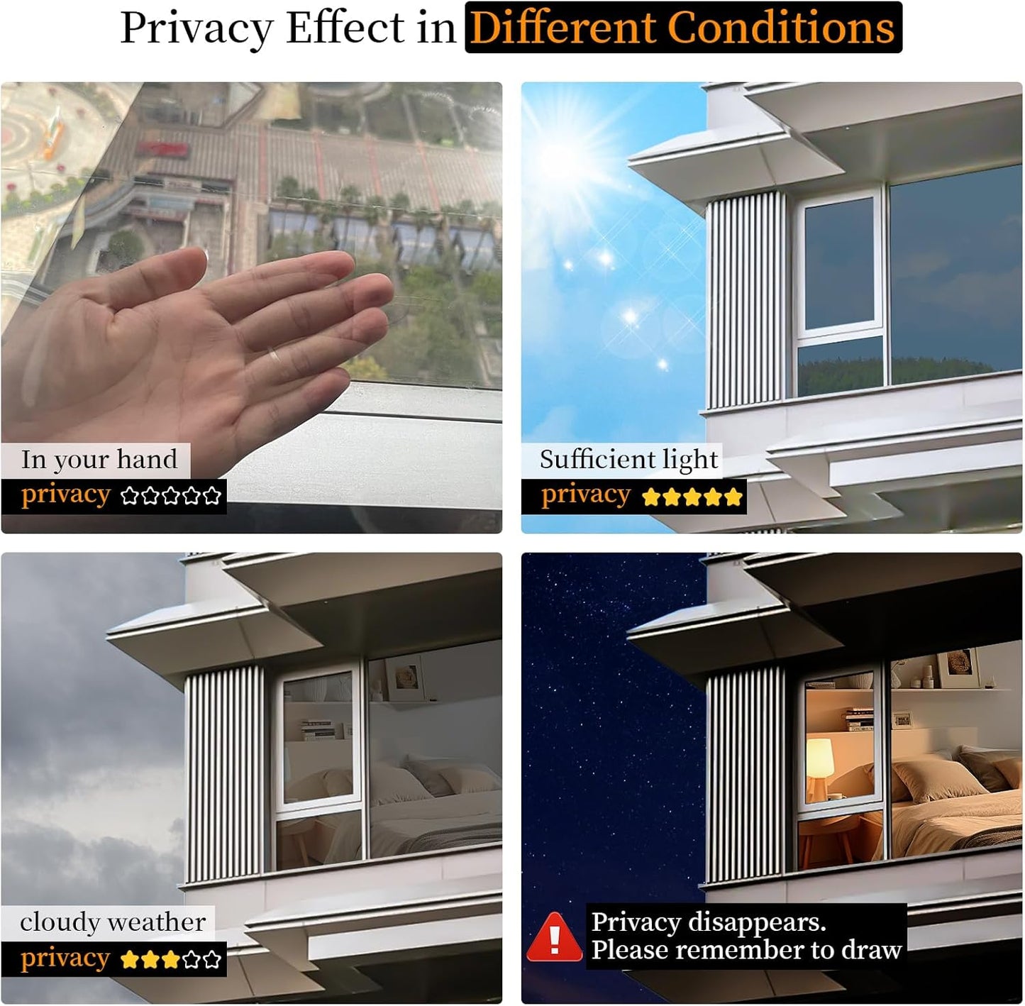 Niviy One Way Window Privacy Film with Installation Tools, Window Tint for Home, Reflective Window Film See Out Not in for Home Office,Black Silver, 29.5 Inch X 118 Inch