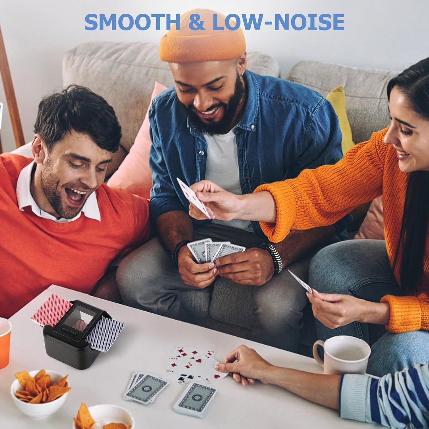 Automatic Card Shuffler for 1-2 Decks, Dual Mode Card Shuffler with USB-C Rechargeable Battery, Card Shuffler & Dealer for UNO, Skip-Bo, Poker, Blackjack, Texas Hold’em, Party & Travel