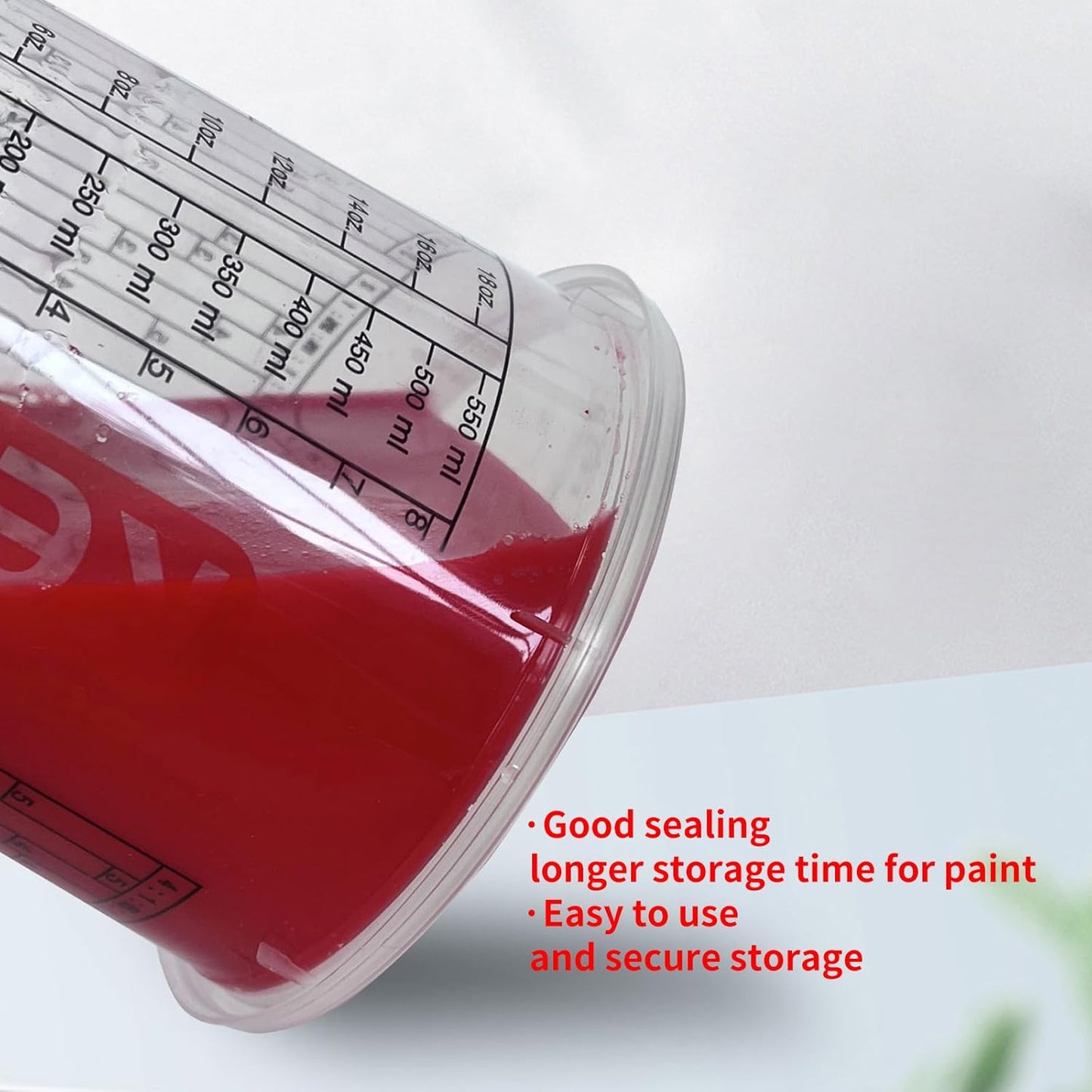 100 Pack Paint Mixing Cups by KEHE REFINISH,18 oz (550ml),Disposable or Reusable Plastic Measuring Cups with Lids for Liquids, Paints, Resin, Epoxy, Art,Ratios 1:1,2:1, 3:1, 4:1,5:1,6:1,7:1,8:1