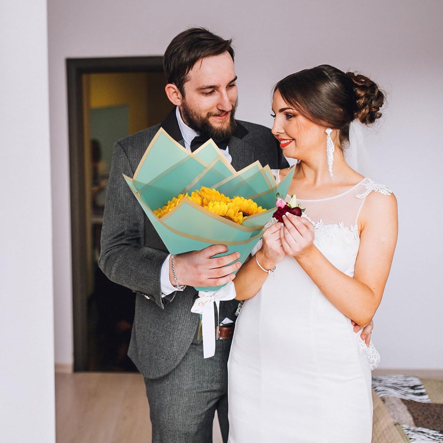 FUHITIM 20 Sheets Flower Wrapping Paper - Waterproof Floral Bouquet Packaging Paper for DIY Crafts,Florist Supplies Packaging Paper for Wedding Birthday Gift(Emerald Green)