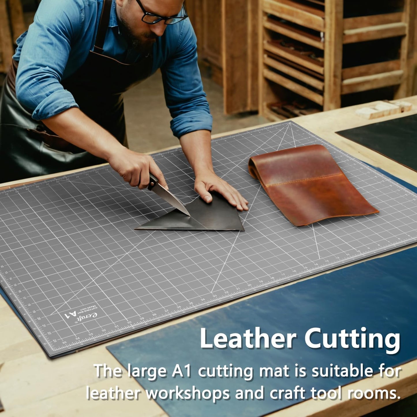 Ecraft Large Self Healing Cutting Mat: 24" x 36" Double Sided 5-Ply Hobby Mat, A1 Rotary Cutting Sewing Mat for Crafts, Fabric,Sewing,Quilting,Scrapbooking,Projects,Grey/Black