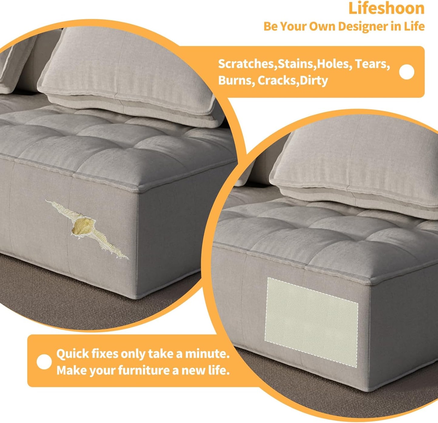 Fabric Repair Patches, 35X79 Inch Canvas Self-Adhesive Fabric Patches Tape Durable, DIY Large Canvas Repair for Sofa, Couches, Furniture, Chair, Clothing (35X79 Inch, Beige)