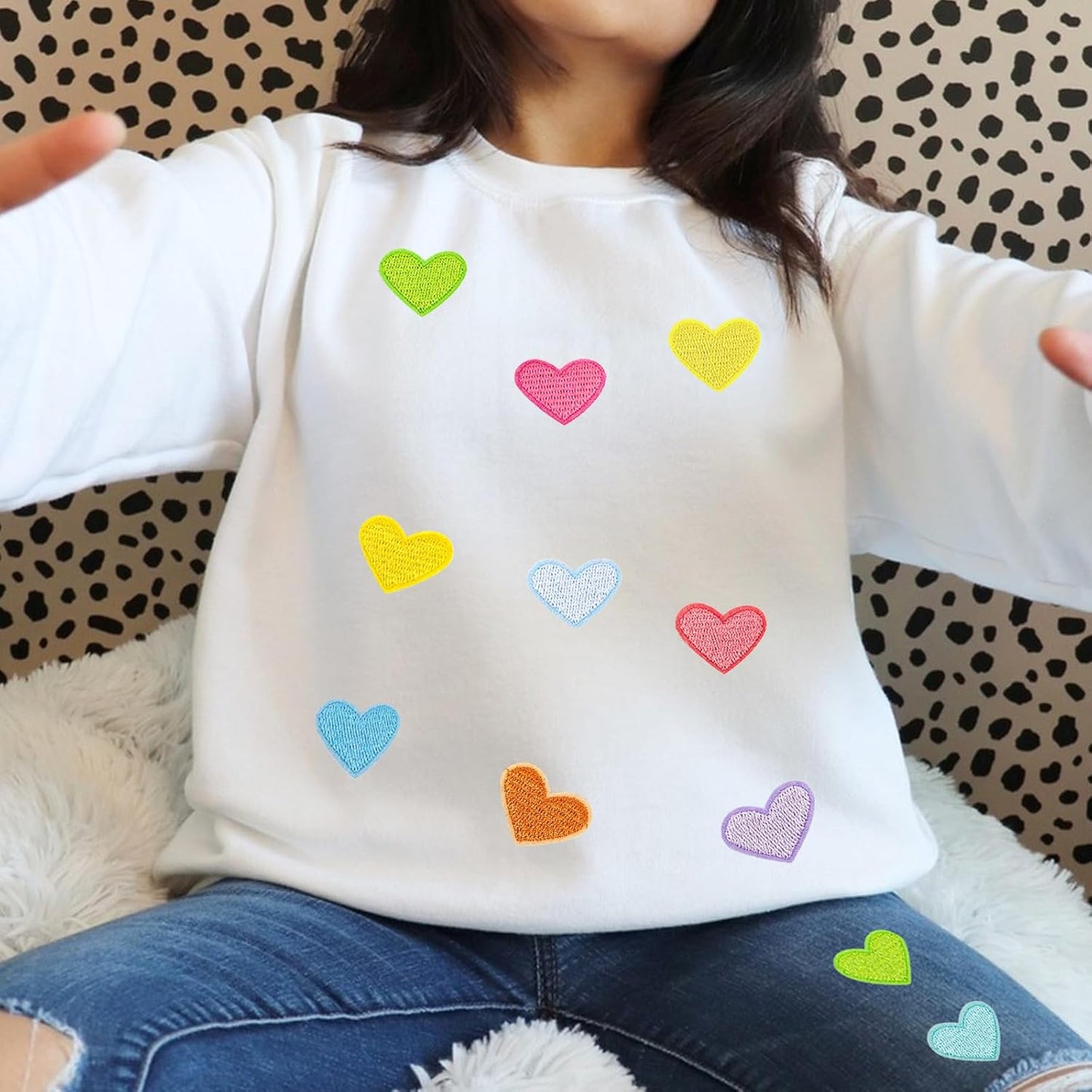 62 Pcs Colorful Embroidered Iron on Heart Patches Hearts Iron on Patches Mini Tiny Fabric Heart Sew on Patch,Hearts Embroidered Patch for Clothes Dress Pant Hats Backpack