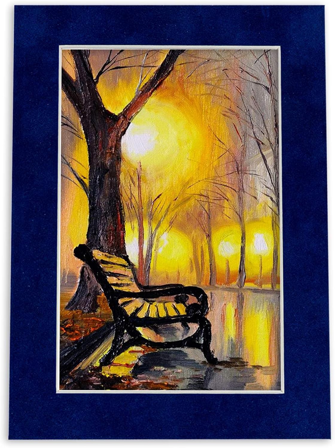 8x10 Mat Bevel Cut for 6x8 Photos - Acid Free Brooke Blue Suede Precut Matboard With Backing Board and Crystal Clear, Self Seal Photo Mat Bag - For Pictures, Photos, Framing - 4-ply Thickness