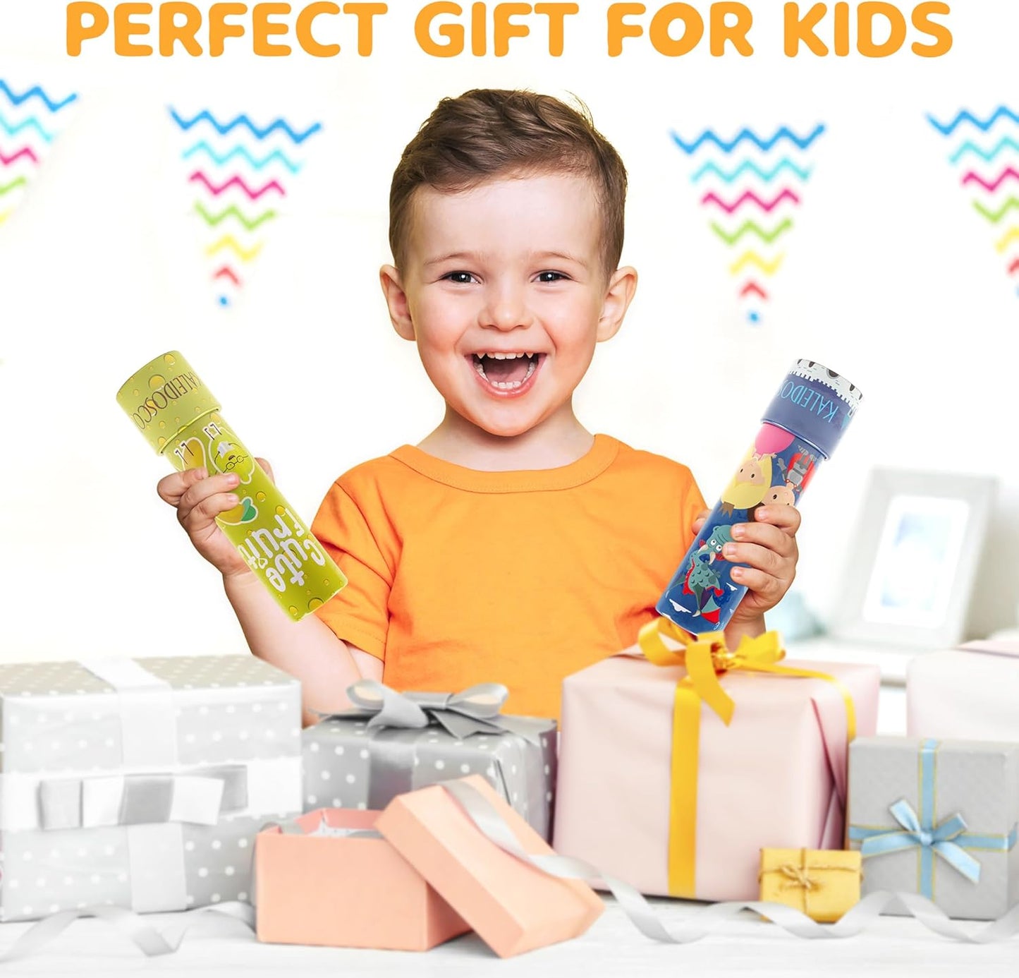 D-FantiX Classic Tin Kaleidoscopes for Kids, 2 Pack Retro Toys - Educational Toys with Metal Body, Boy Girl Birthday Party Favors Decorations, Christmas Stocking Stuffer Gift