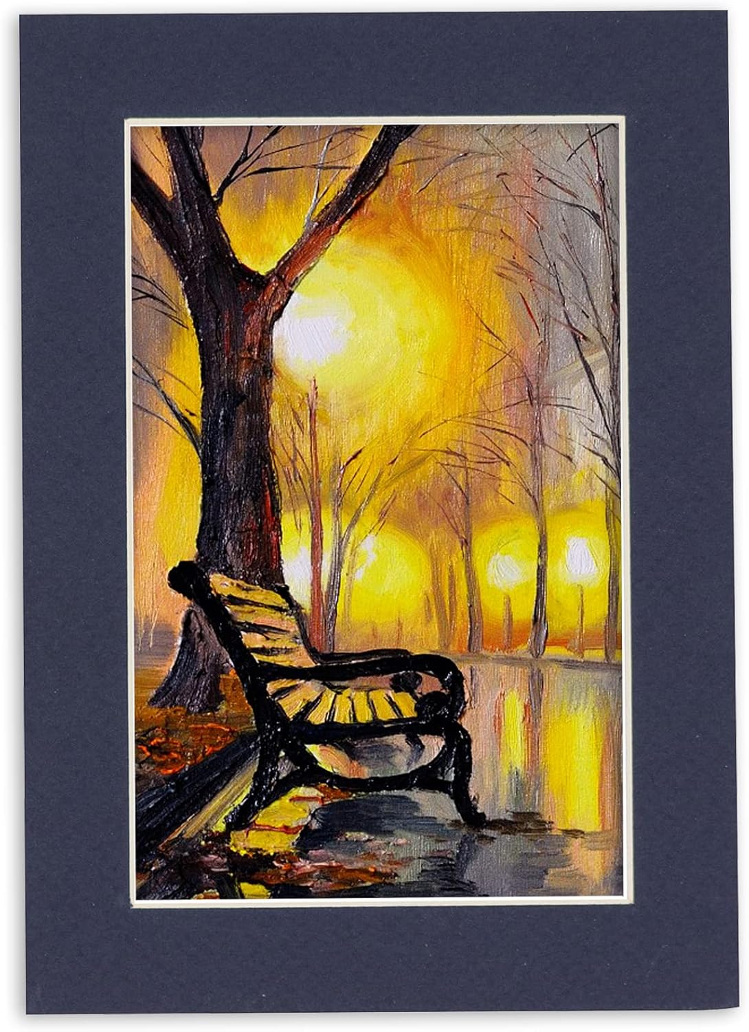 8.5x11 Mat Bevel Cut for 7x9 Photos - Acid Free Navy Precut Matboard With Backing Board and Crystal Clear, Self Seal Photo Mat Bag - For Pictures, Photos, Framing - 4-ply Thickness