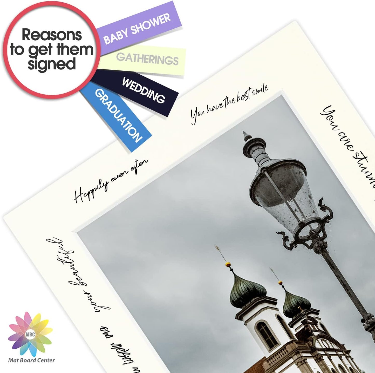 Mat Board Center, Pack of 10, 5x7 for 4x6 Ivory Turret Color Mats - Bevel Cut, Acid Free, 4-ply Thickness, White Core - for Pictures, Photos, Framing