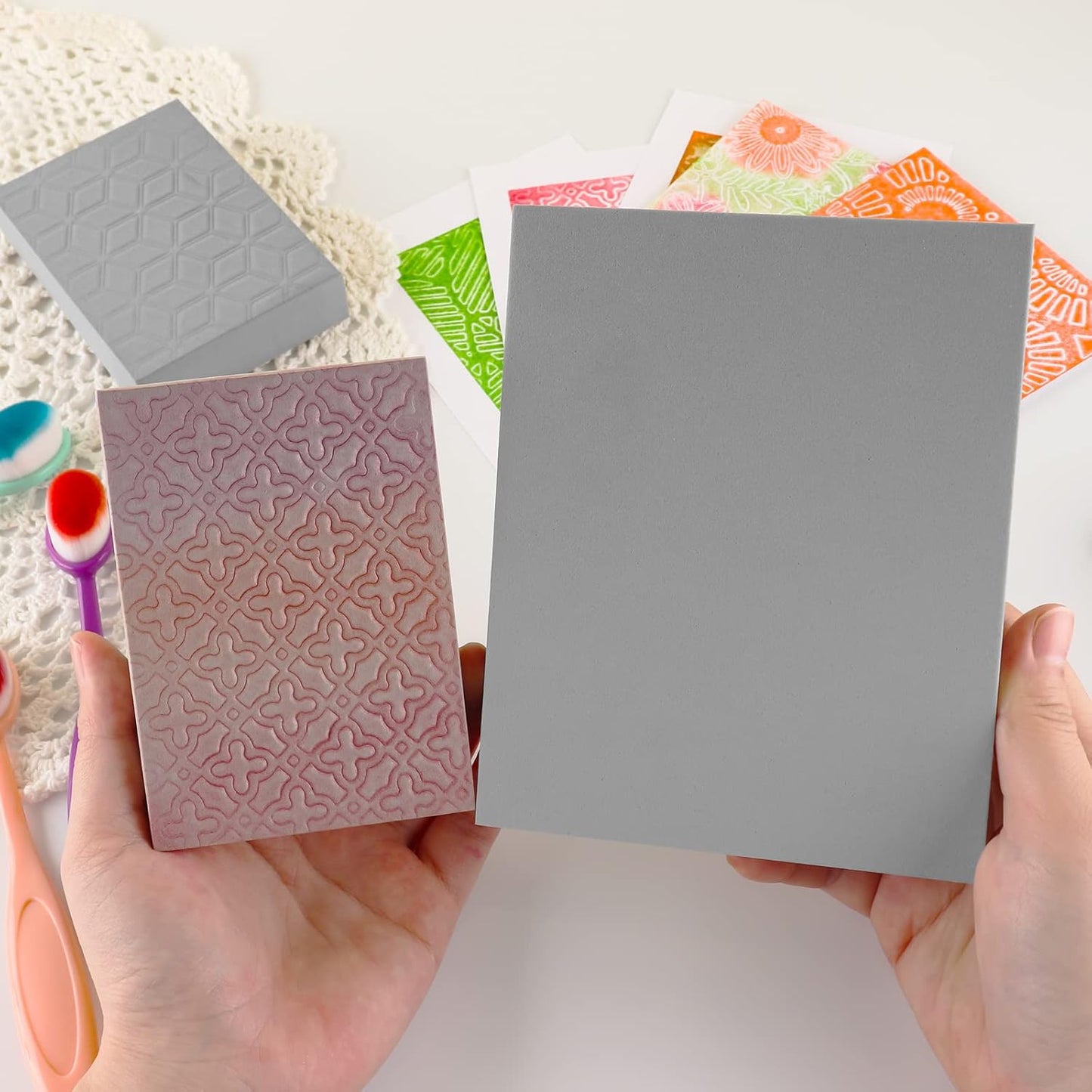 BAOFALI 4 Pcs Large Stamping Foam Grey Moldable Foam Stamps Plastic Dry Foam Stamp Pad Cut and Dry Foam Stamping Foam Block for Sculpture, Modeling, DIY Arts and Handicrafts Projects