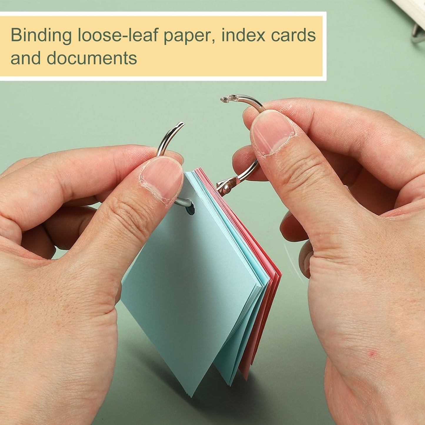 PATIKIL 3.1" x 3.5" Loose Leaf Binder Rings, 30 Pcs Metal Book Rings Nickel Keychain Ring for Paper Index Cards Flash Card Notebook Rings Office Home Book Binder, Silver Tone