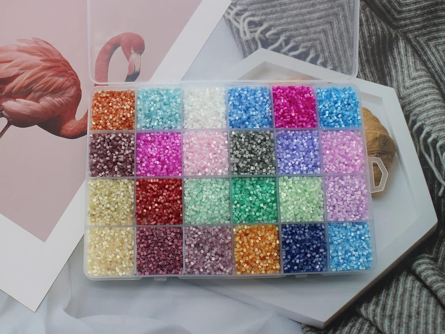 4packs Plastic Organizer Box 24 Grids Clear Storage Container Jewelry Box with Fixed Dividers for Beads Art DIY Crafts Jewelry Fishing Tackles (4pcs 24 Grids Box)