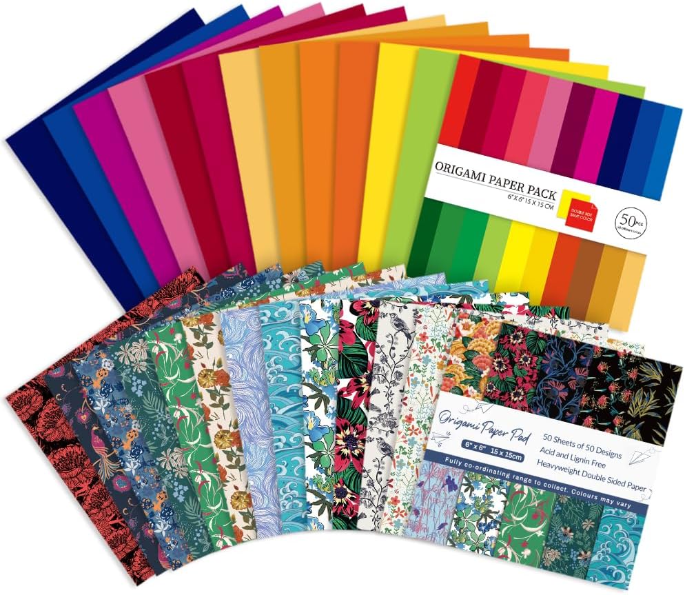 Origami Paper Kit Dobule Sided 100 Sheets 100 Colors 6 Inch Japanese Chiyo Square Easy Fold Arts Crafts DIY Handwork Origami Papers Beginner Solid Color Flower